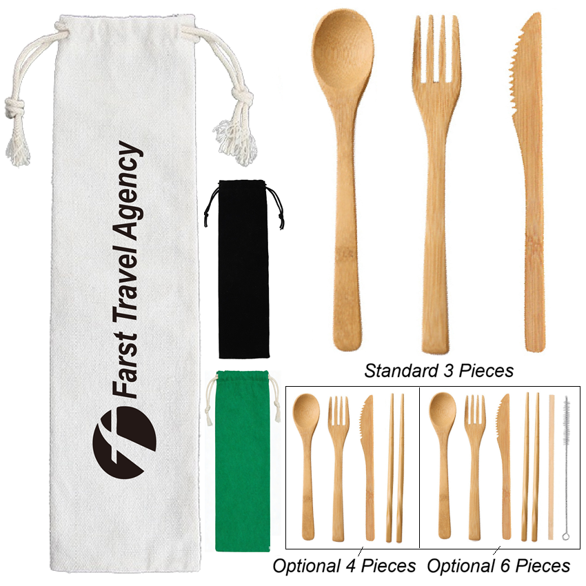 Bamboo Cutlery Set in Cotton Pouch