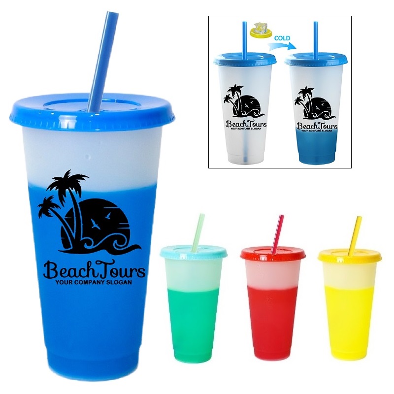 Chameleon Color Change Tumbler with Straw - 24 oz. 
