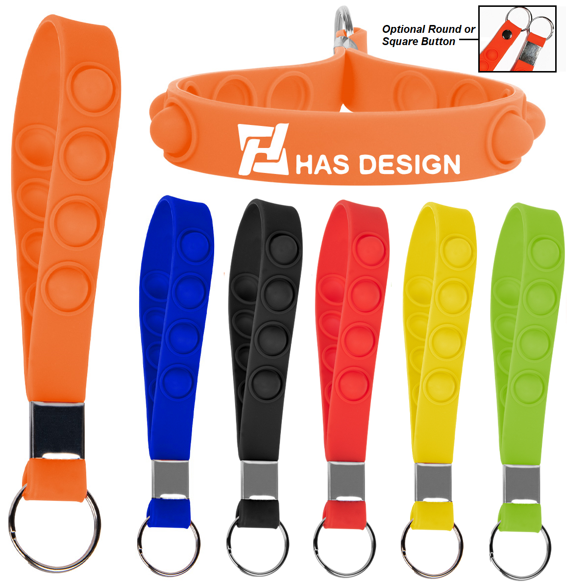 Push Pop Fidget Wrist Strap Keychain