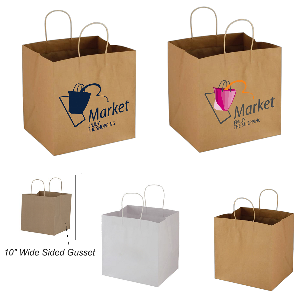 Kraft Wide Gusset Paper Bag-10"X10"X10"