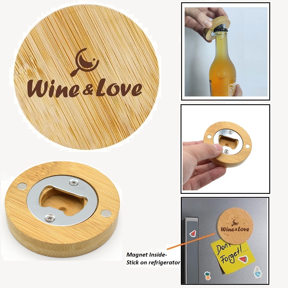 Bamboo Bottle Opener Magnet