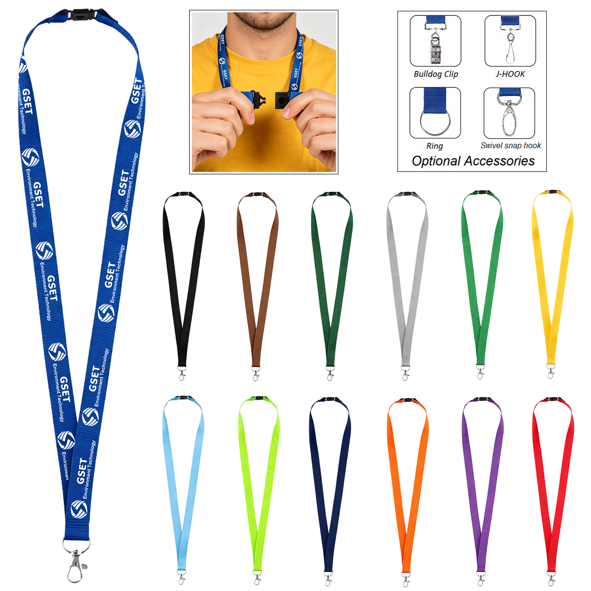 LJS0421-Lanyard with Metal Lobster Clip and Safety Clip