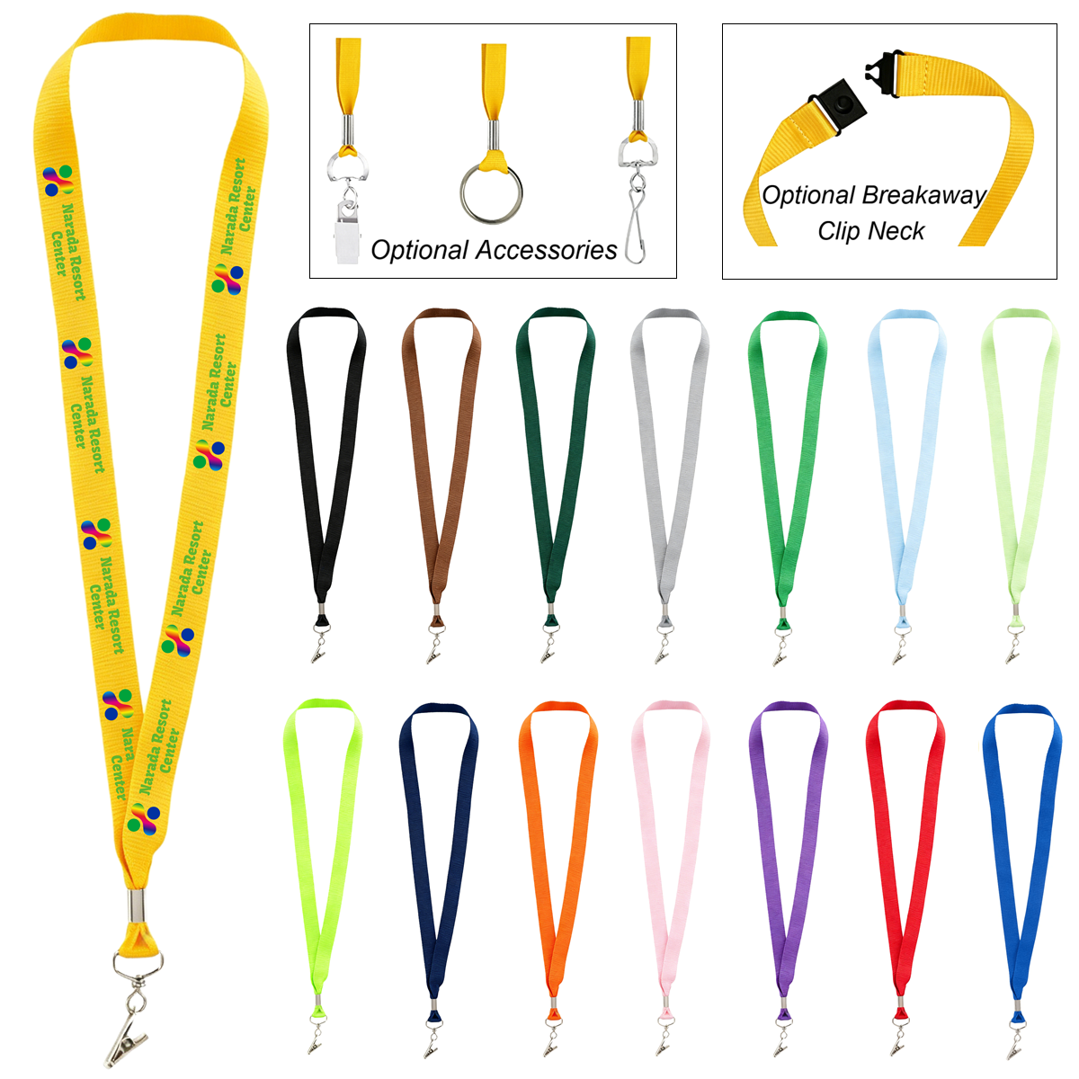 LJS0422-Lanyard with Metal Crimp and Metal Bulldog Clip